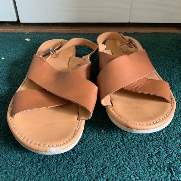 tan cross sandals